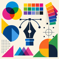 Colorful abstract graphic design tools illustration