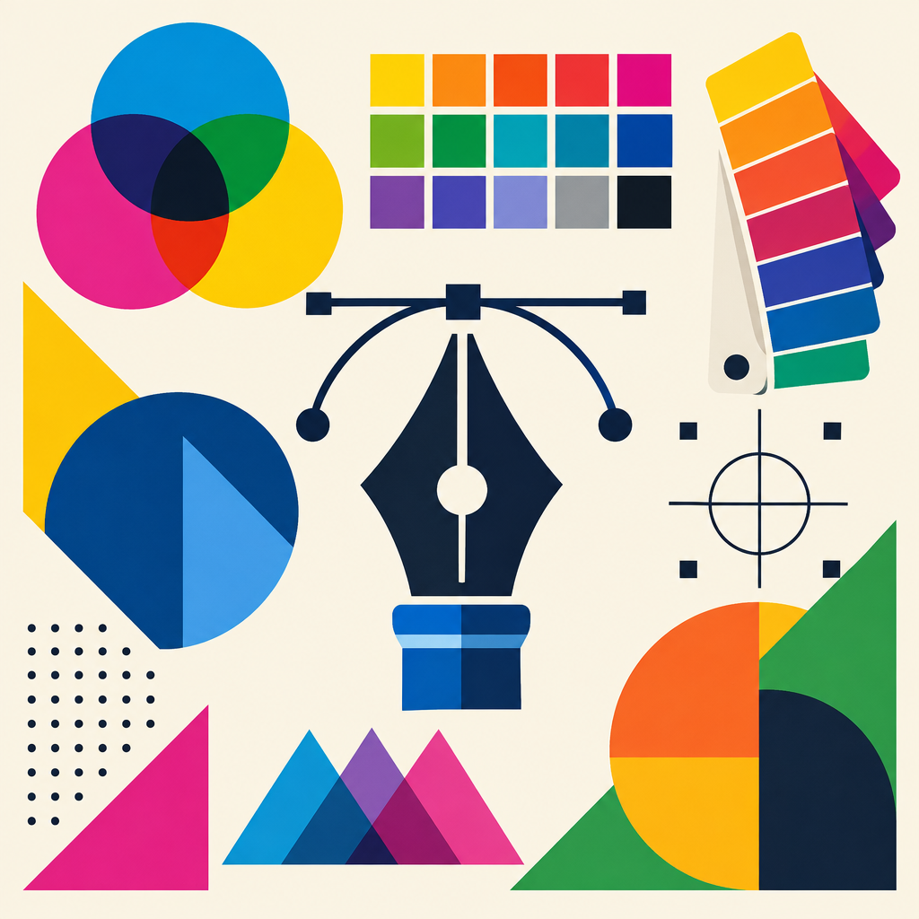 Colorful abstract graphic design tools illustration