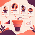 Customer profile cards connected to a sales pipeline