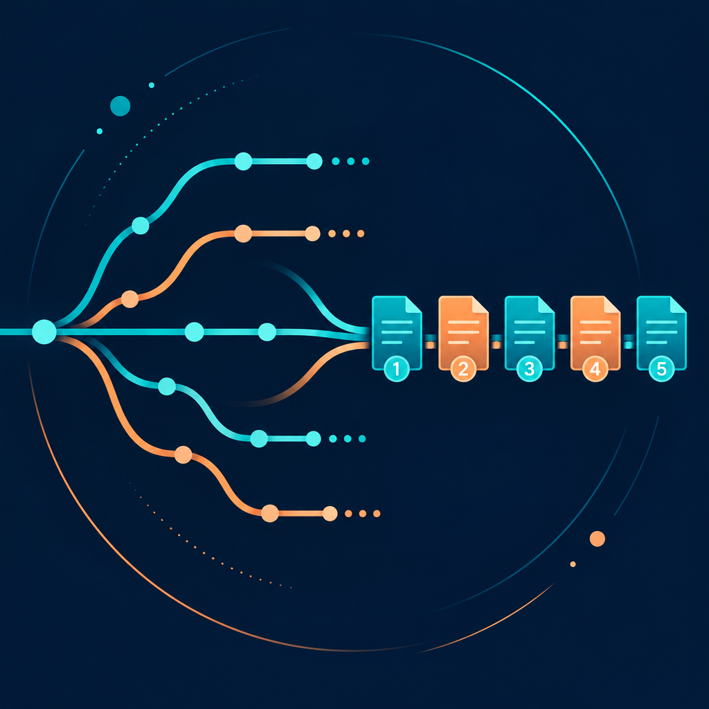 Abstract branching paths representing version control
