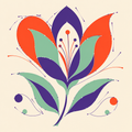 Colorful vector paths forming an abstract flower