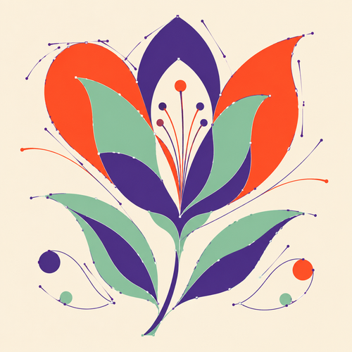 Colorful vector paths forming an abstract flower