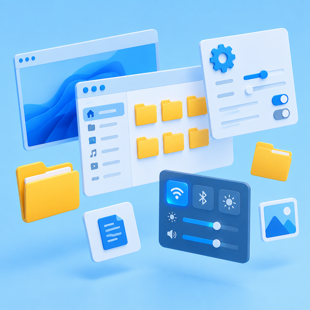Floating desktop windows and folder controls