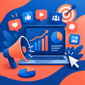 Digital marketing analytics and megaphone illustration