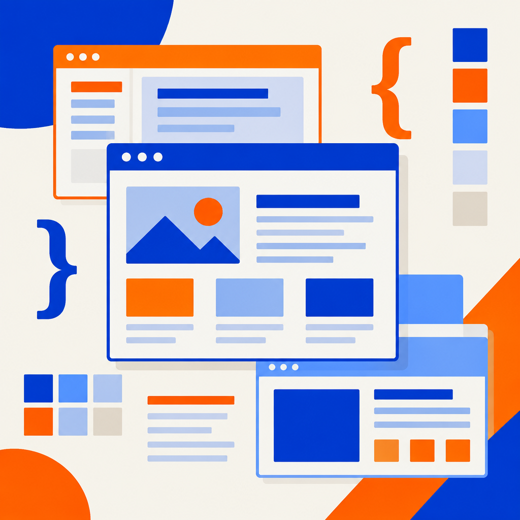 Colorful webpage layouts and design blocks